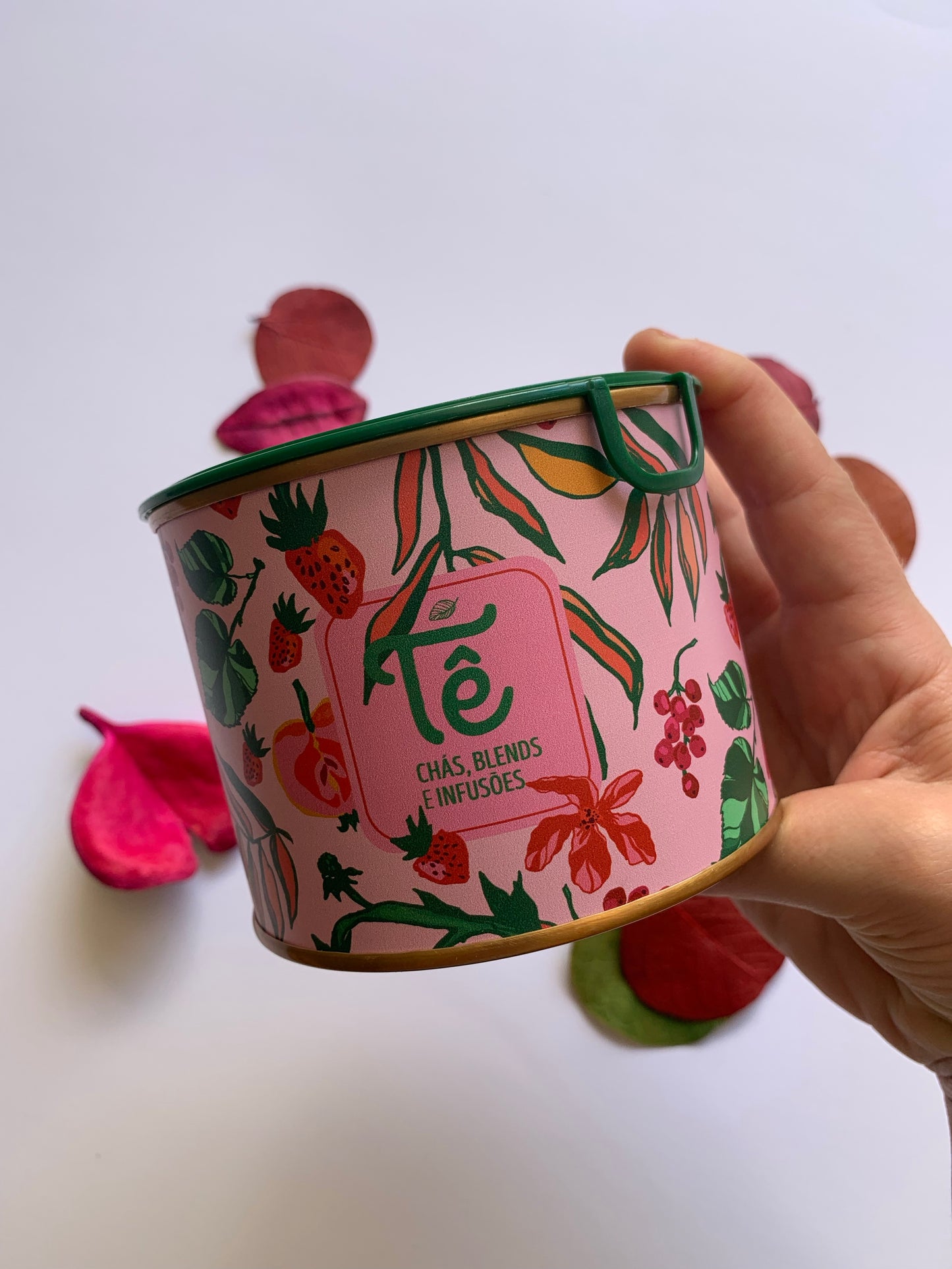 Lata de chá Morango Florido
